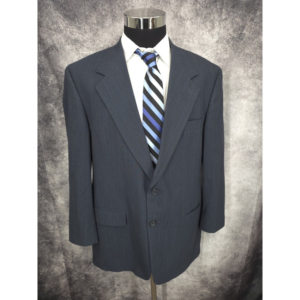 Bill Blass Blazer Jacket Mens 44 Blue Sports Coat 2 Buttons Vent Wool USA Made